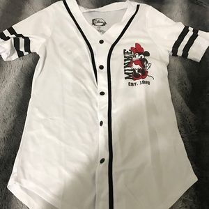 Baseball Jersey Style Mini Mouse Button Down Shirt